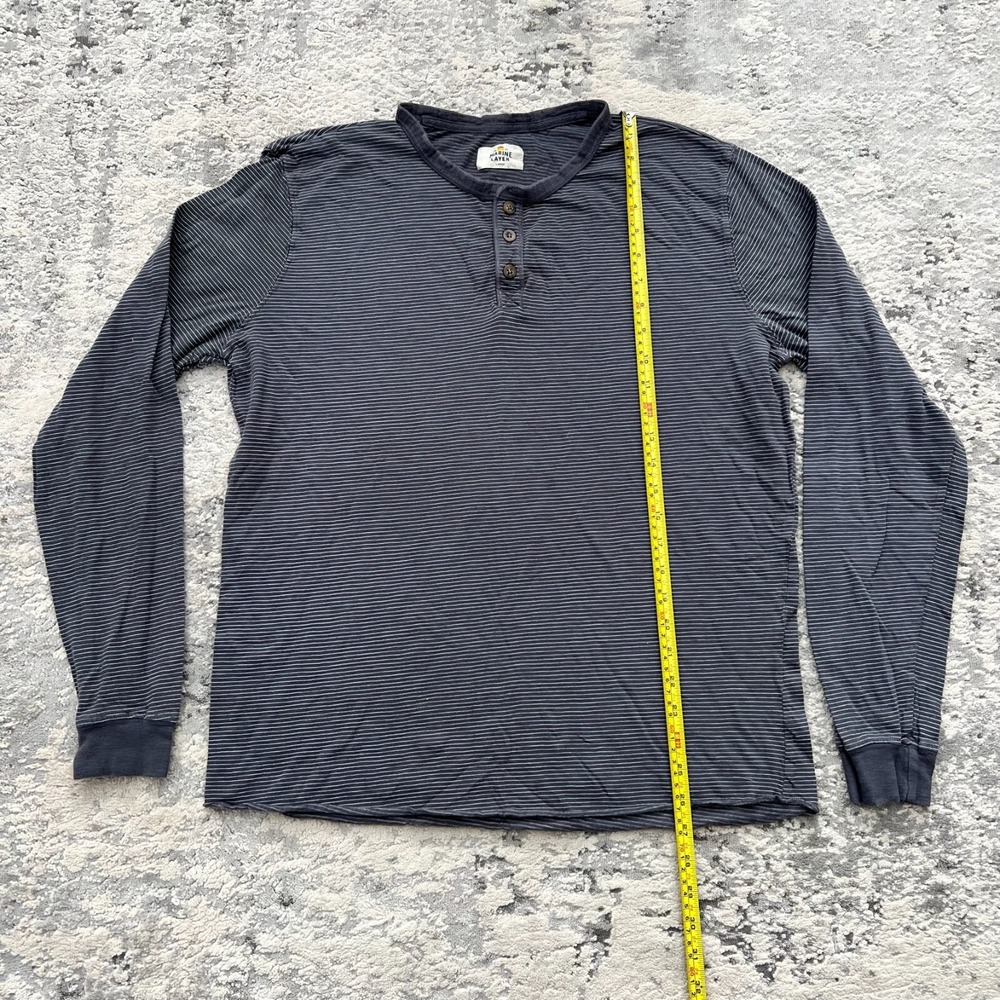 Marine Layer Long Sleeve Henley Shirt Mens L Cotton Stretch Button Blue